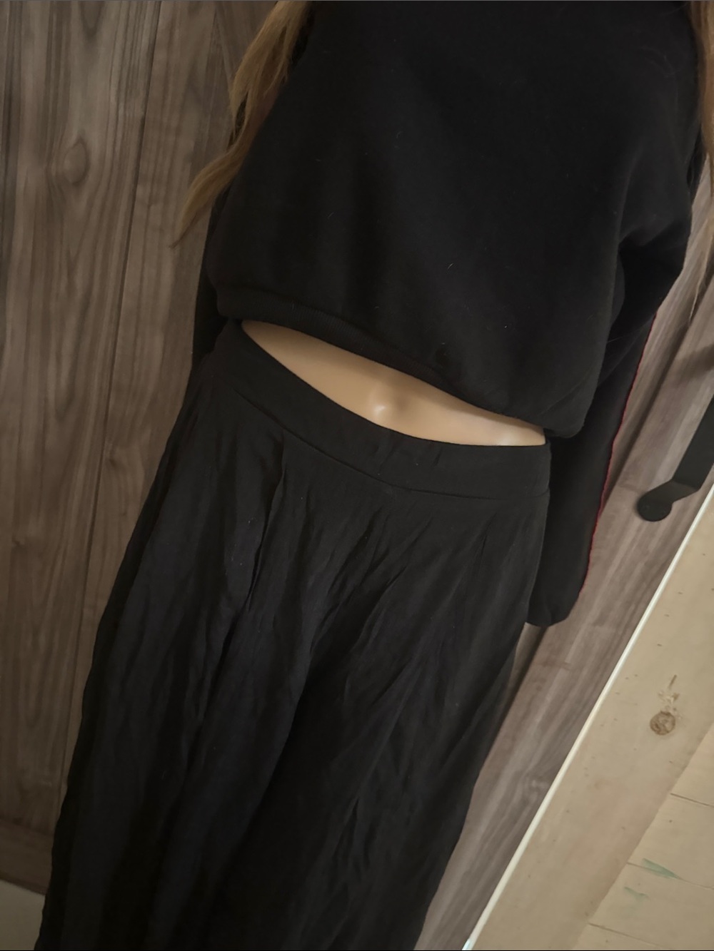 Black Wide-Leg Women's Skirt Pants
